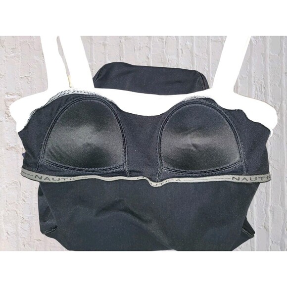 Nautica Classic Nautical One Piece Swimsuit LG Black White Wide Strap Cruise - Picture 5 of 8